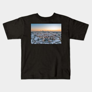 Warsaw old town, snow-covered roofs and and distant city center Kids T-Shirt